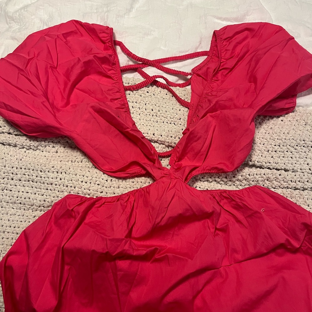 Vibrant Hot Pink Crisscross Back Dress